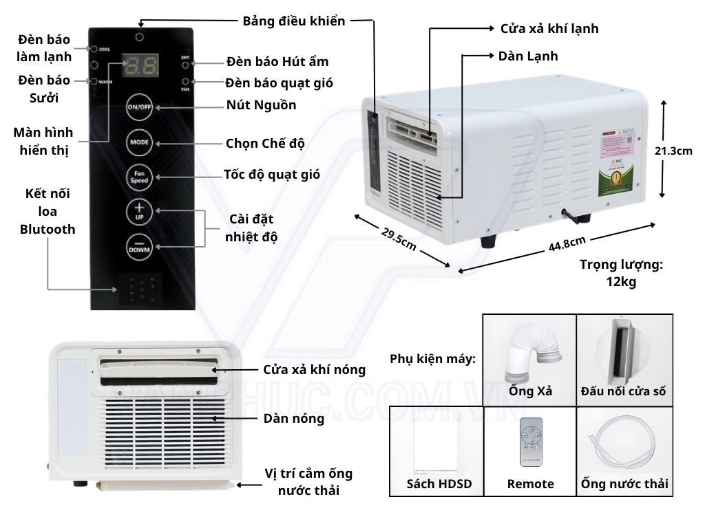 Cấu tạo điều hòa di động mini Fujihome PAC03.jpg